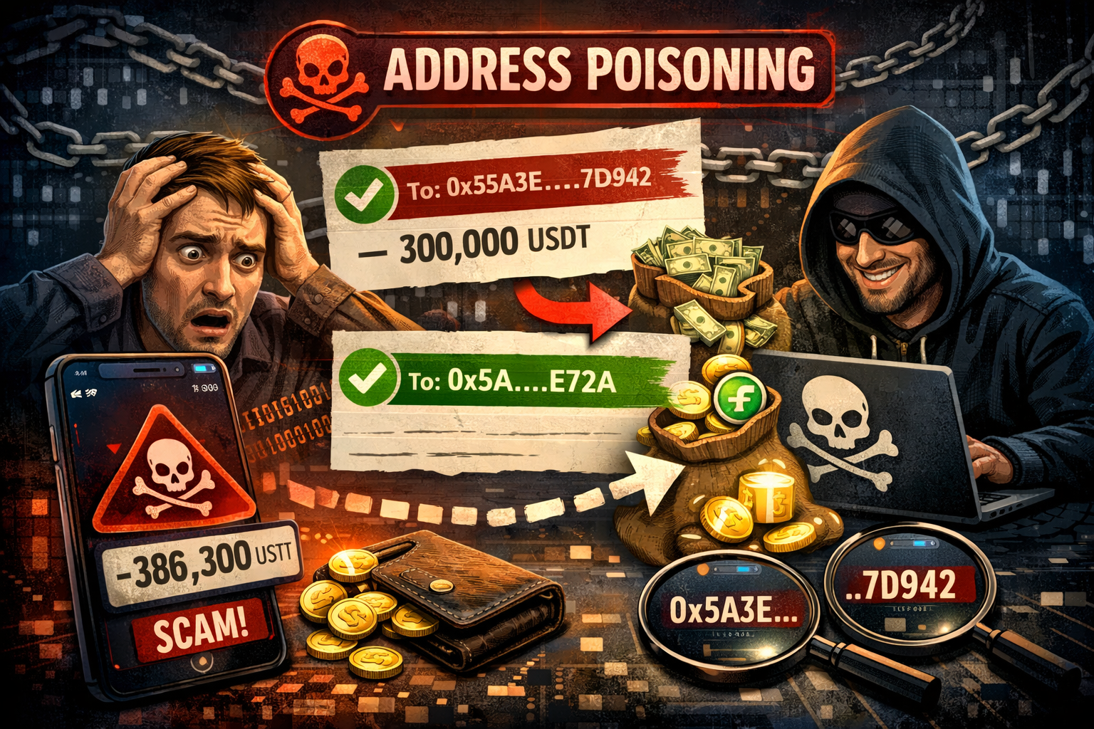 Схема Address Poisoning в криптовалюті: як шахраї підміняють адреси в історії транзакцій.